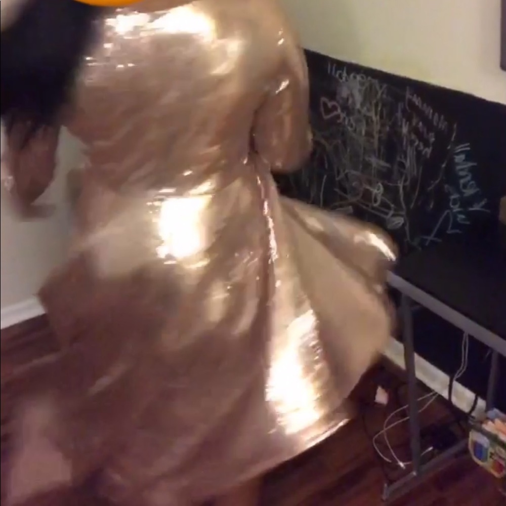 Hi-Lo RoseGold shimmery formal dress - Picture 4 of 9